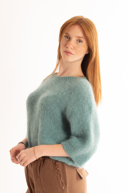 Maglione corto in mohair Susy mix Elitè - Verde acqua