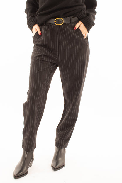 Pantalone gessato Susy mix - Nero