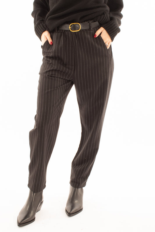 Pantalone gessato Susy mix - Nero