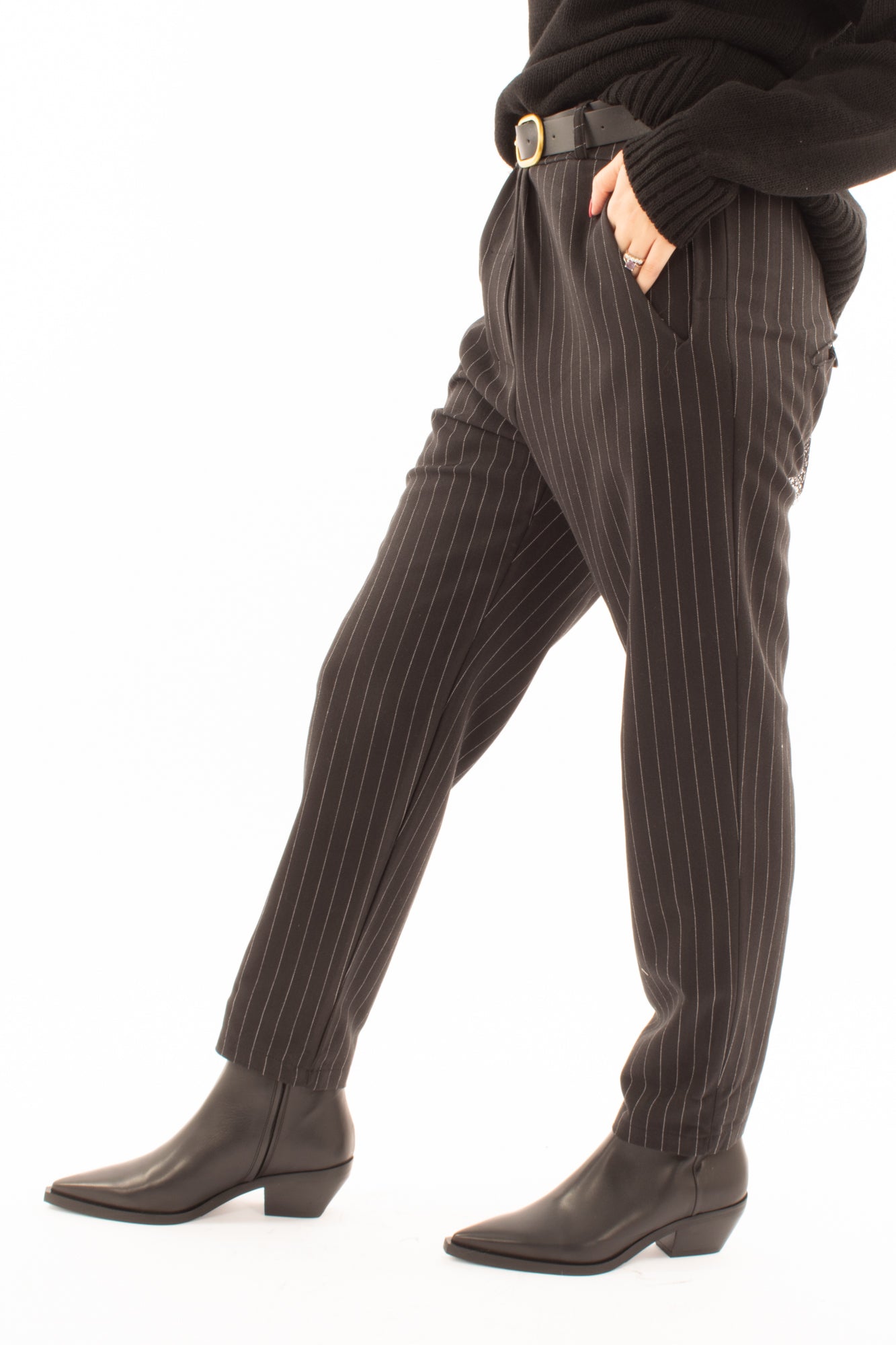 Pantalone gessato Susy mix - Nero