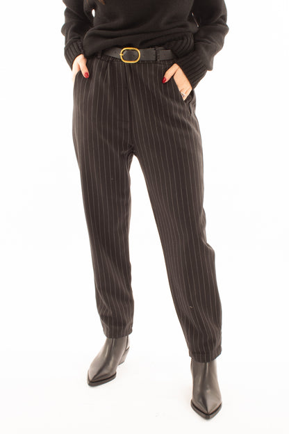 Pantalone gessato Susy mix - Nero