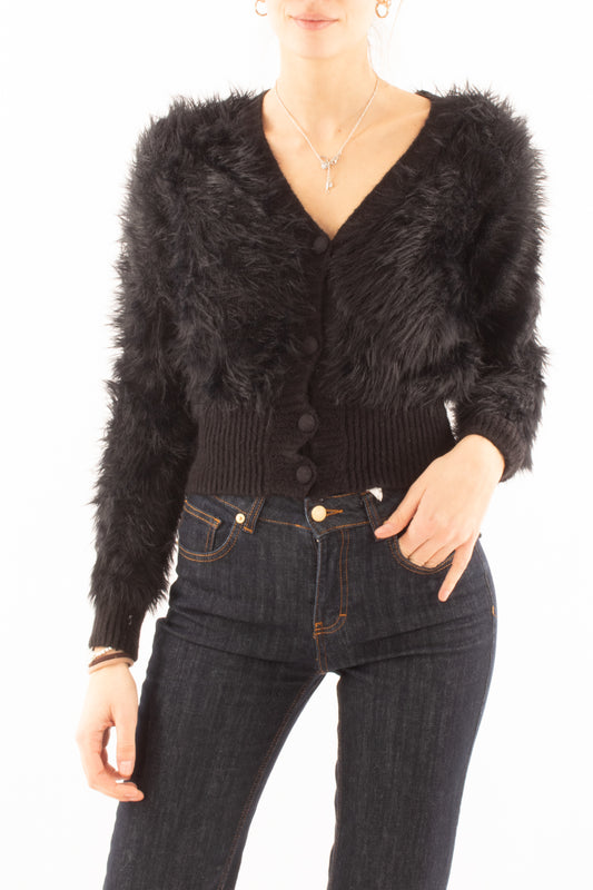 Cardigan peloso Susy mix - Nero