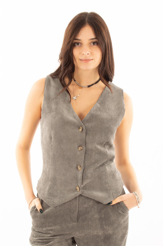 Gilet di velluto rocciatore Susy mix - Grigio