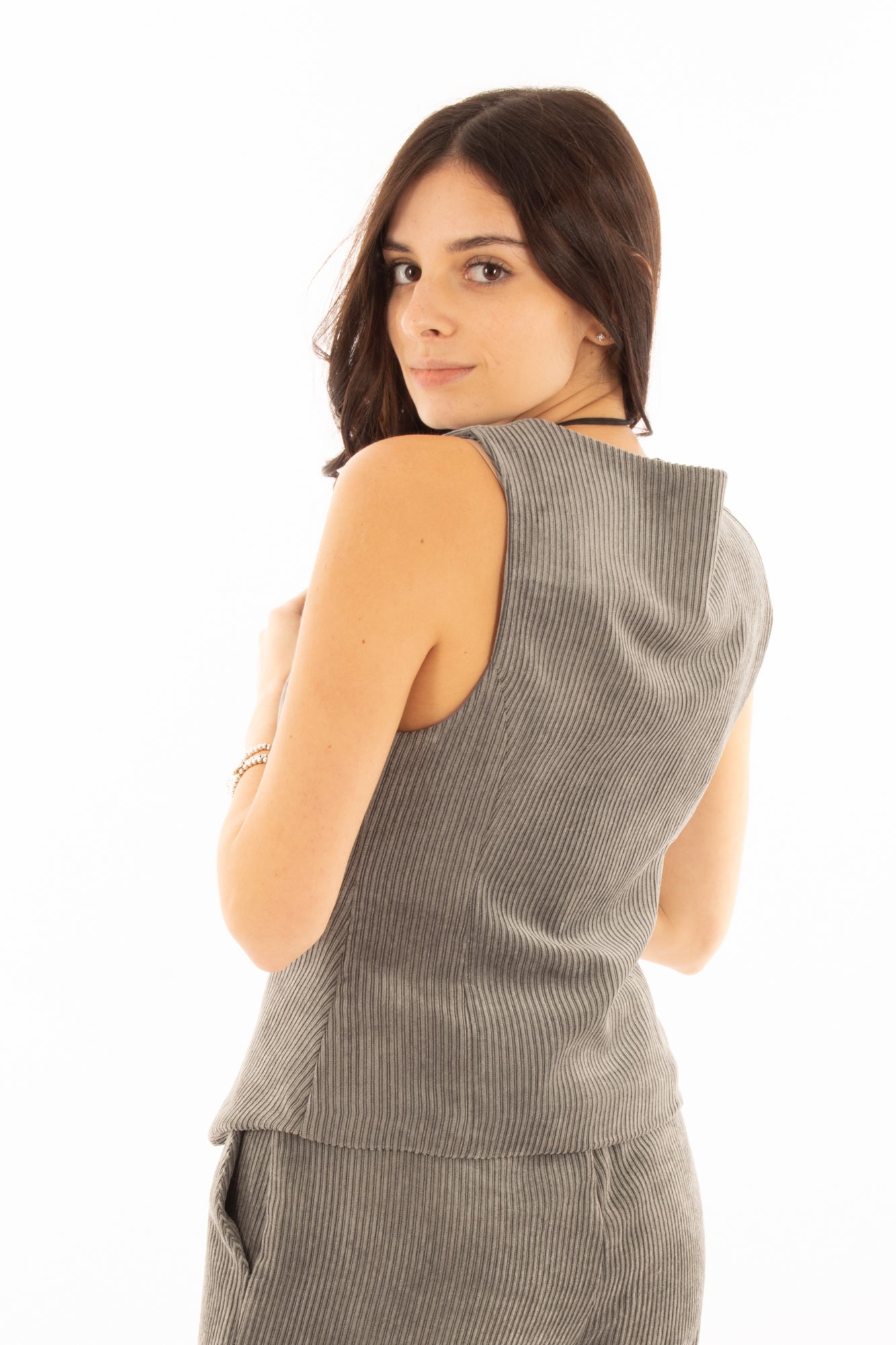 Gilet di velluto rocciatore Susy mix - Grigio