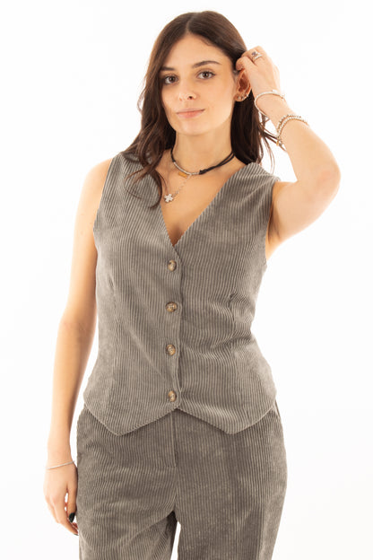 Gilet di velluto rocciatore Susy mix - Grigio
