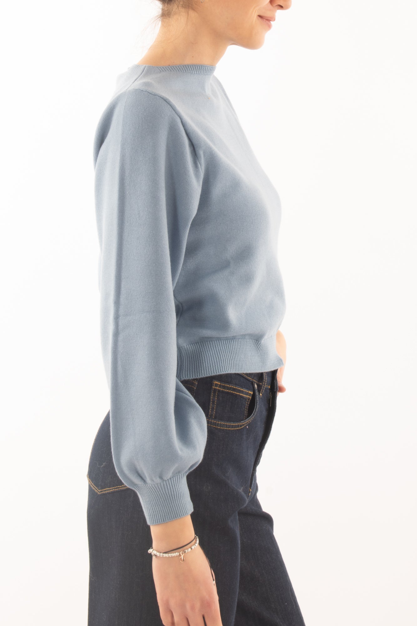 Maglione con manica a palloncino Susy mix - Celeste