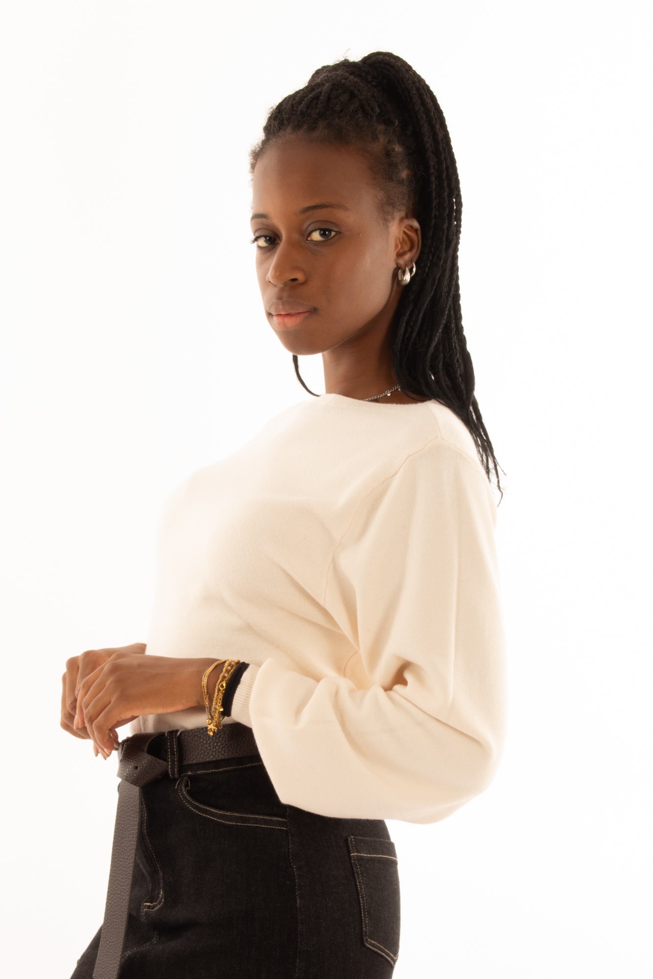 Maglione con manica a palloncino Susy mix - Crema