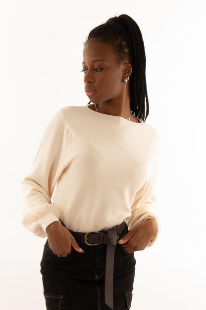 Maglione con manica a palloncino Susy mix - Crema