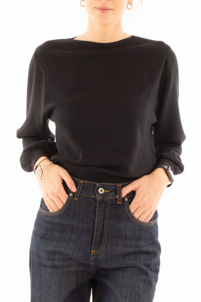 Maglione con manica a palloncino Susy mix - Nero