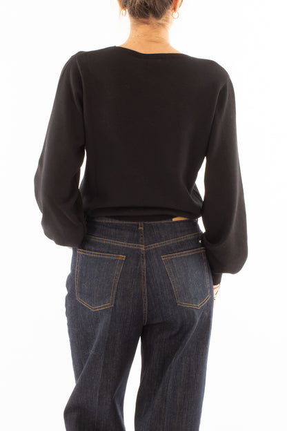 Maglione con manica a palloncino Susy mix - Nero