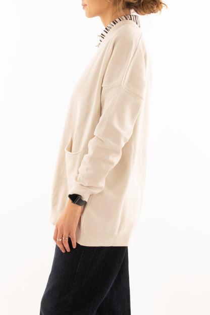 Cardigan aperto Susy mix - Crema