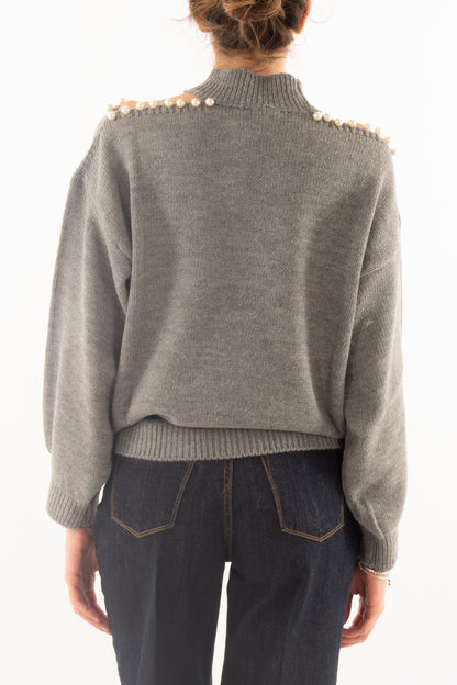 Maglione con perle Susy mix - Grigio