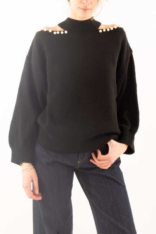 Maglione con perle Susy mix - Nero