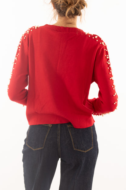 Maglione con perline Susy mix - Rosso