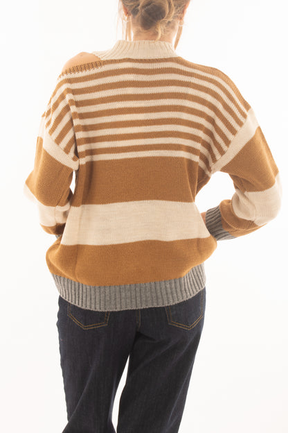 Maglione rigato da donna Susy mix -Grigio