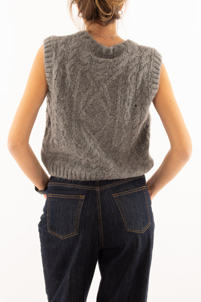 Gilet con taschine misto lana Susy mix - Grigio