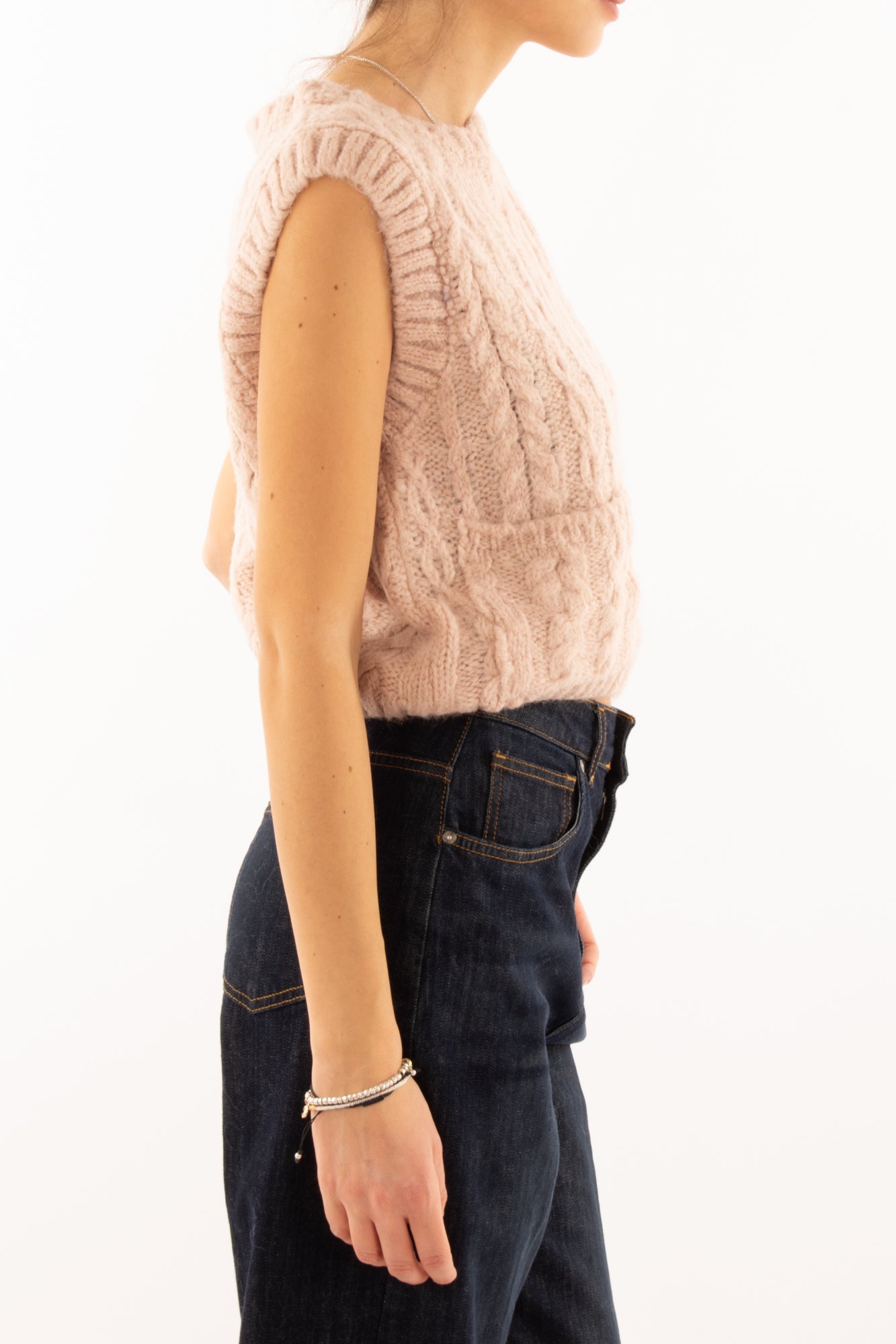 Gilet con taschine misto lana Susy mix - Rosa