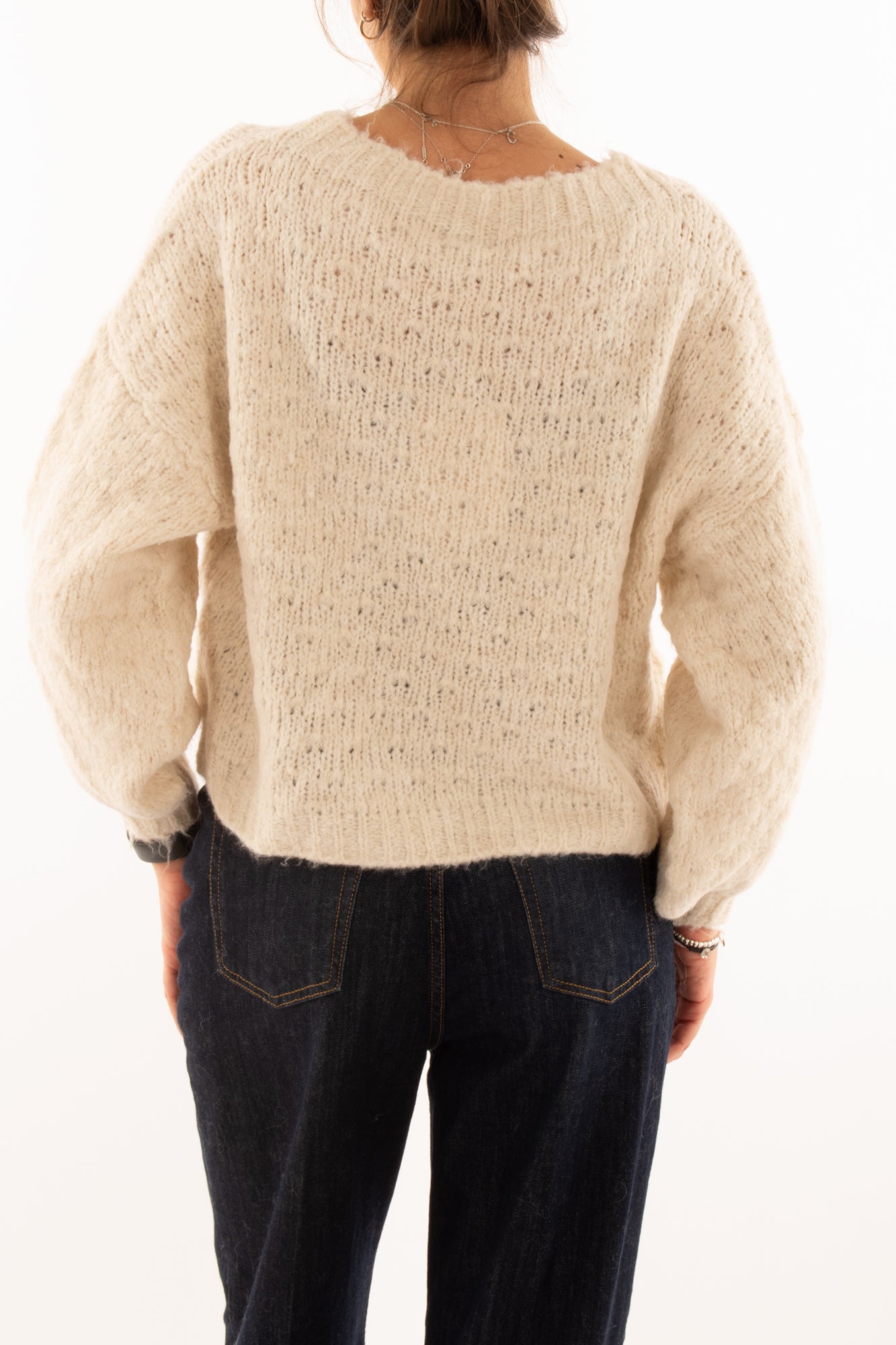 Maglione con manica palloncinomisto lana Susy mix - Crema