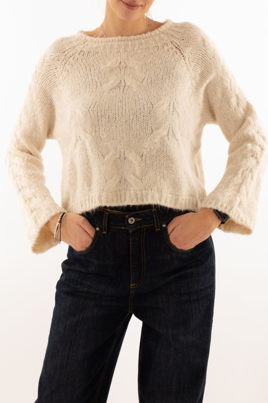 Maglione con manica a palloncino Susy mix - Crema