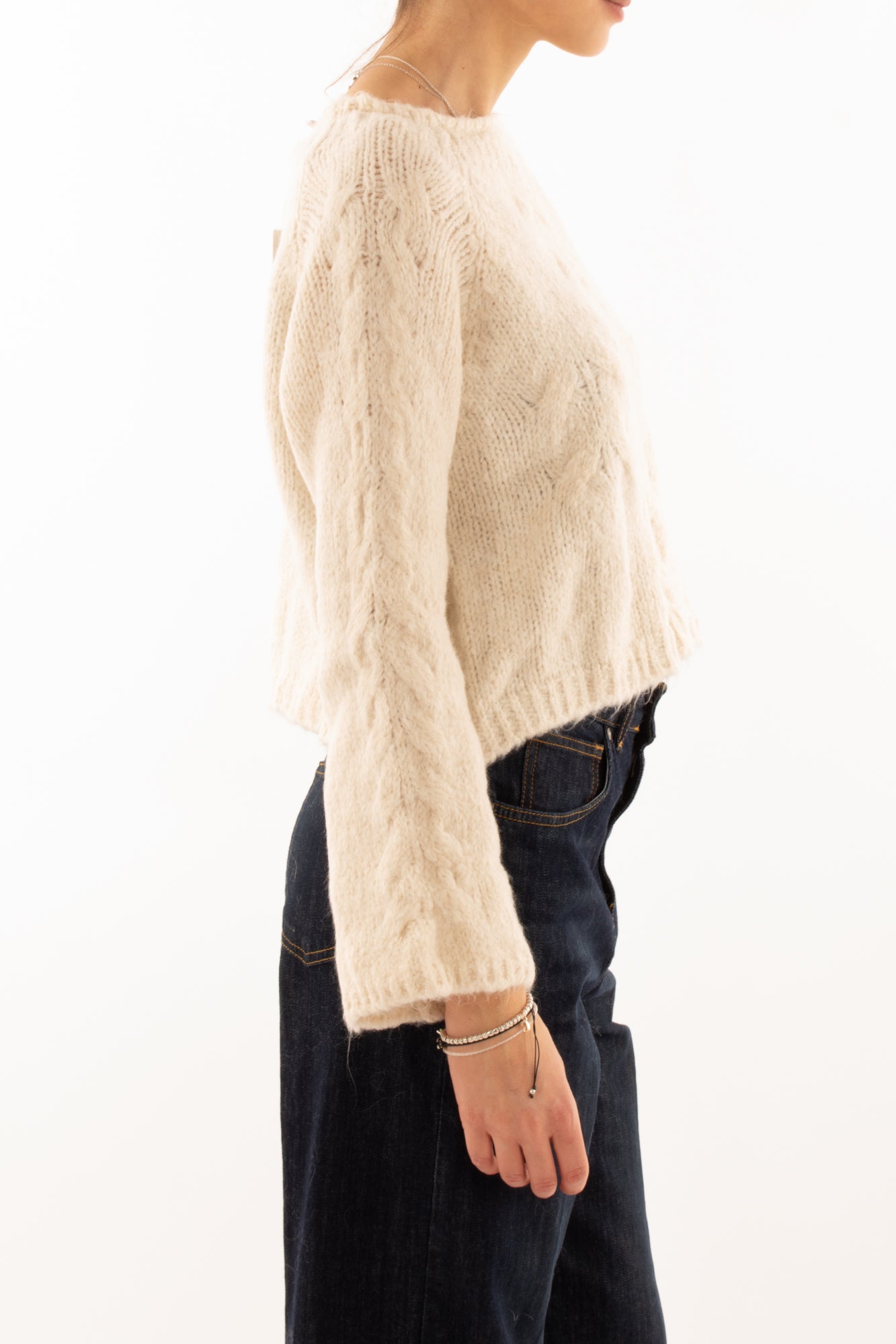 Maglione con manica a palloncino Susy mix - Crema