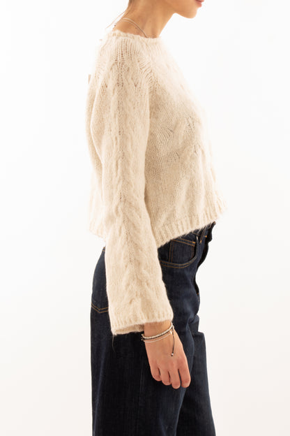 Maglione con manica a palloncino Susy mix - Crema