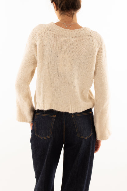 Maglione con manica a palloncino Susy mix - Crema