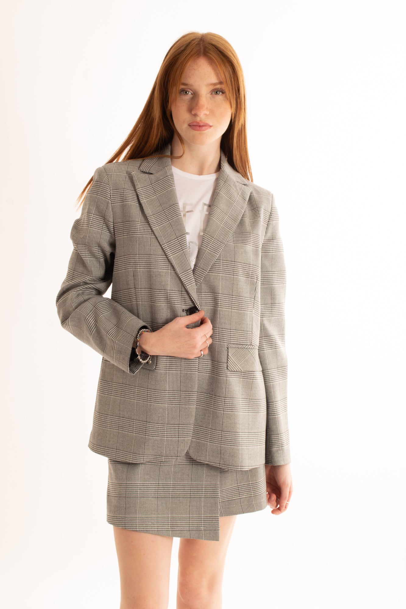 Giacca in principe di galles Susy mix - Nero