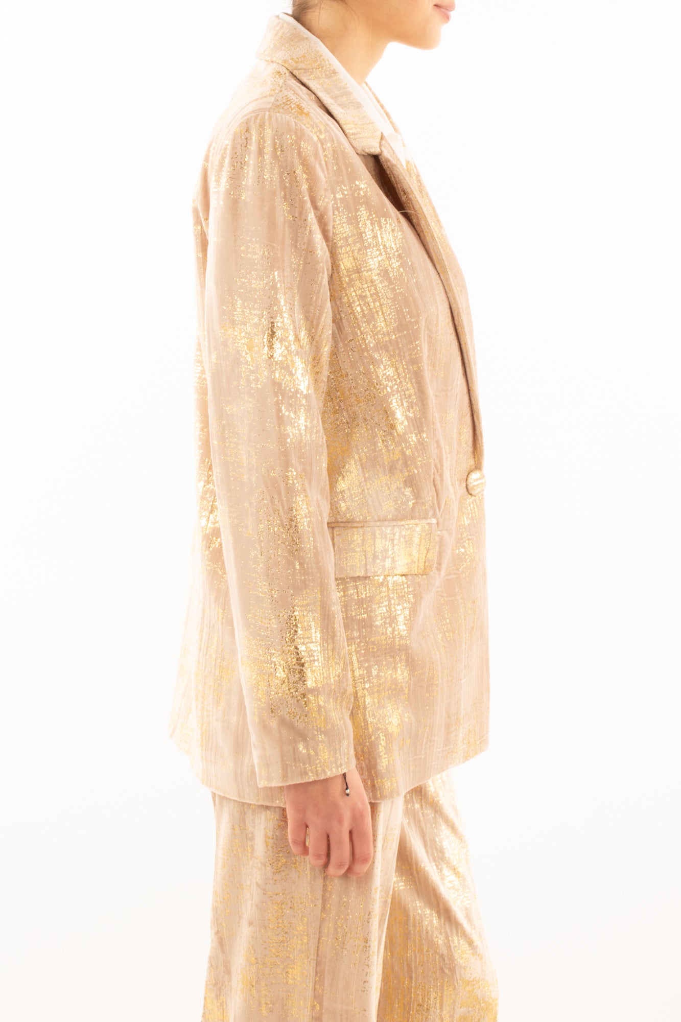 Giacca in velluto liscio consumato Susy mix - Oro