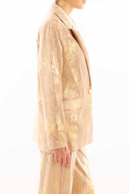Giacca in velluto liscio consumato Susy mix - Oro