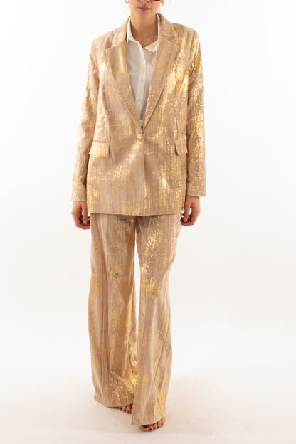 Giacca in velluto liscio consumato Susy mix - Oro