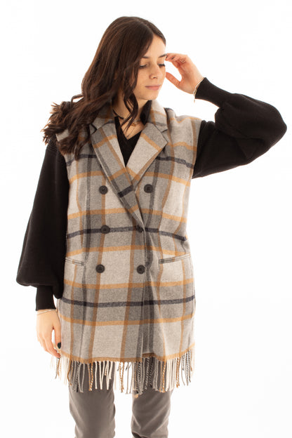 Gilet scozzese Susy mix - Grigio