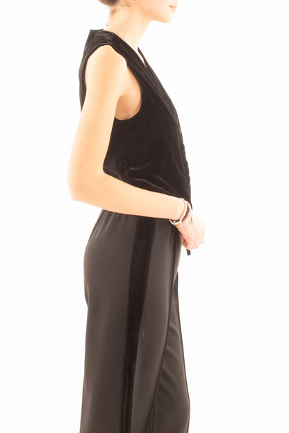 Gilet velluto liscio Susy mix - Nero