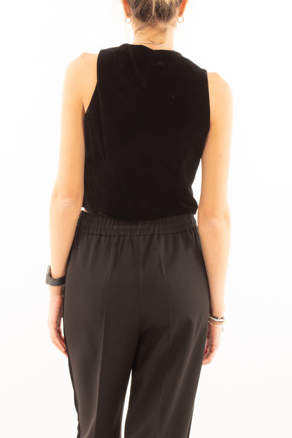 Gilet velluto liscio Susy mix - Nero