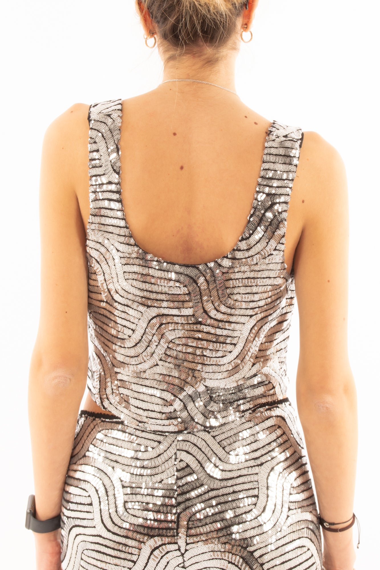 Canottiera in paillettes Susy mix - Grigio