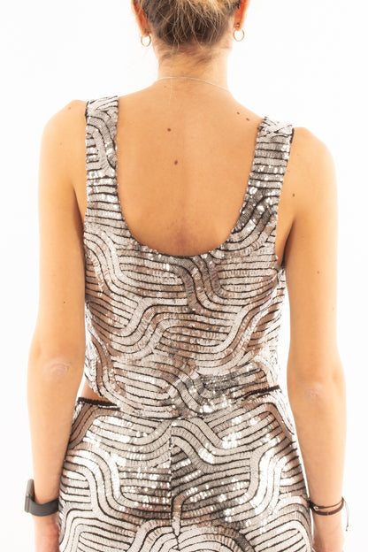 Canottiera in paillettes Susy mix - Grigio