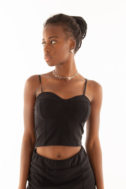 Top coppe in tulle Susy mix - Nero