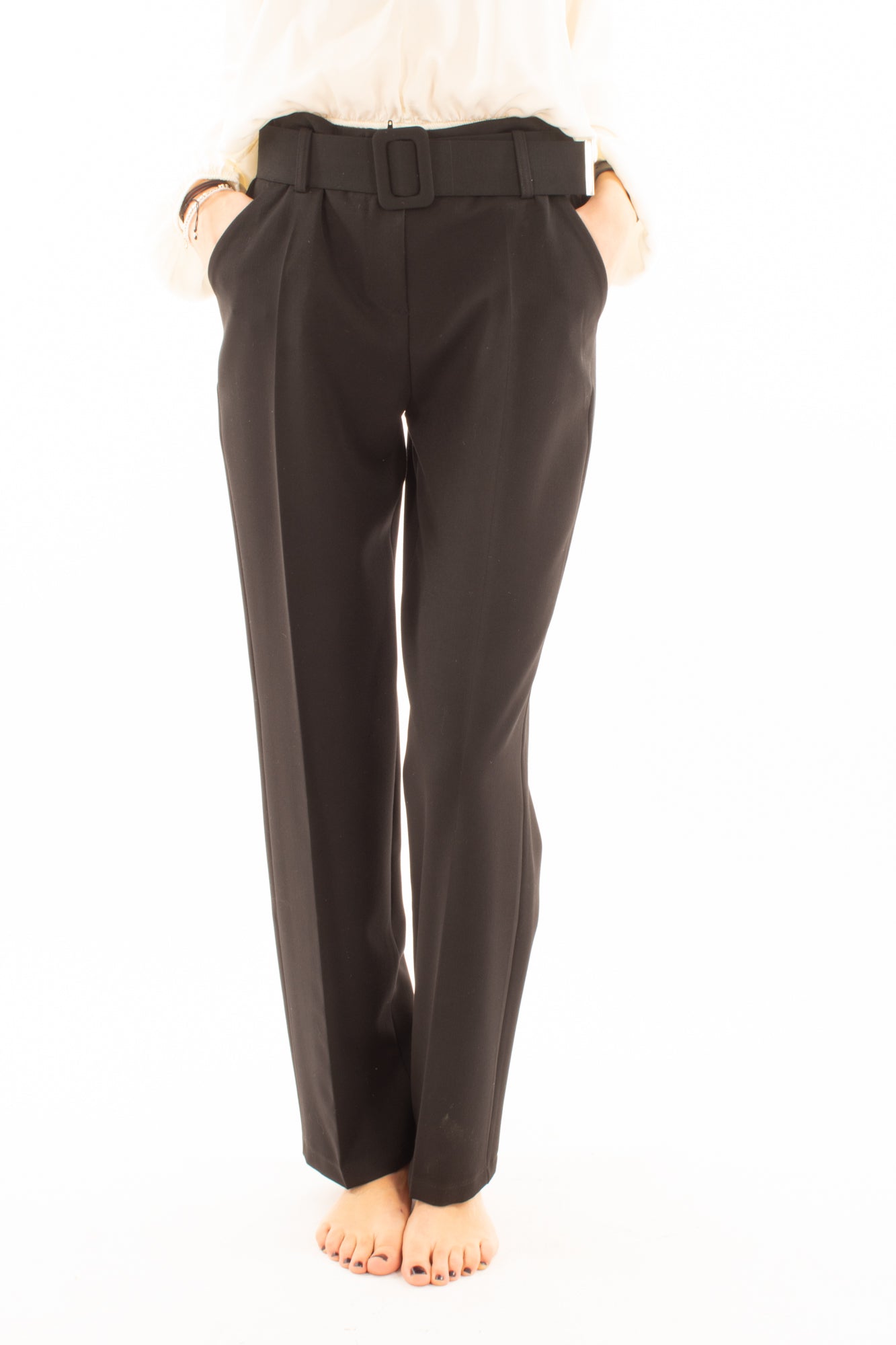 Pantalone a palazzo Susy mix - Nero