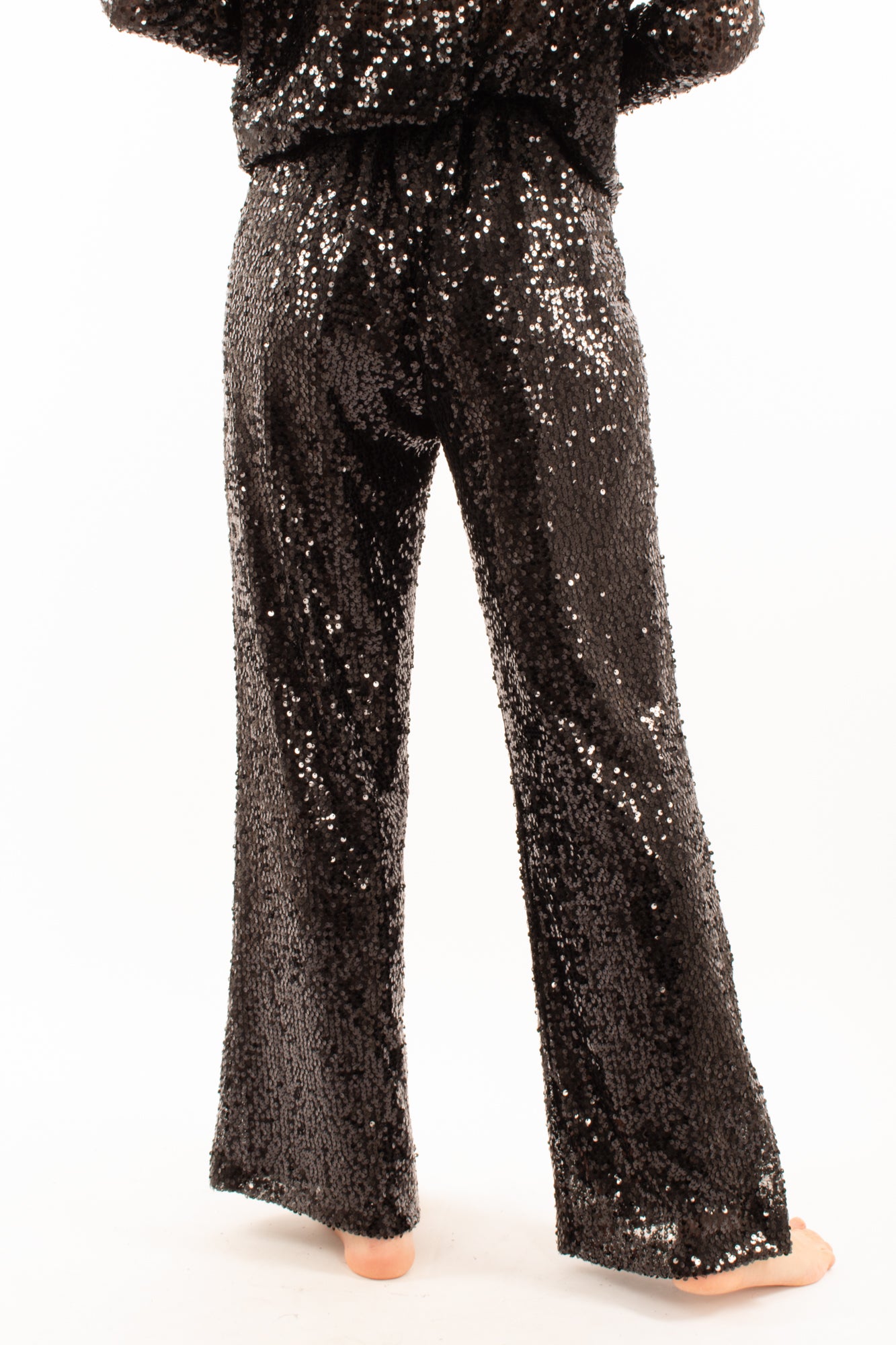 Pantalone a palazzo in paillettes Susy mix - Nero