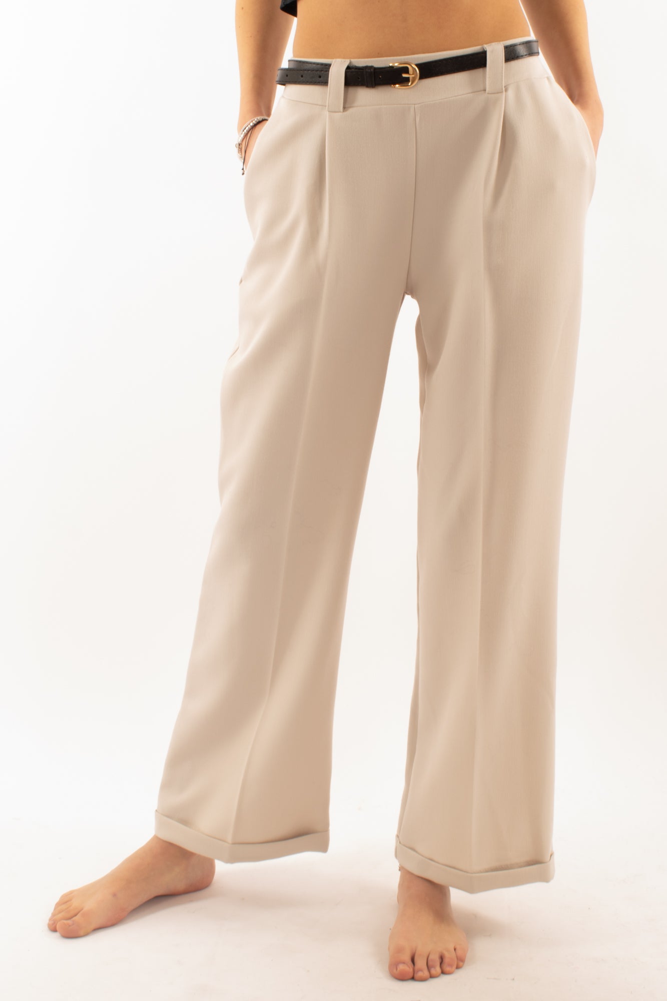 Pantalone a palazzo Susy mix - Lana