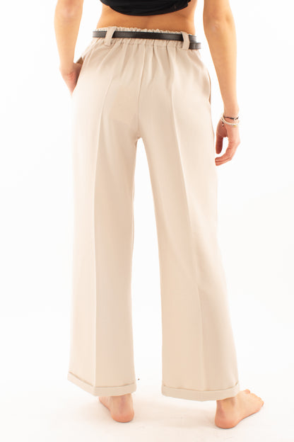 Pantalone a palazzo Susy mix - Lana
