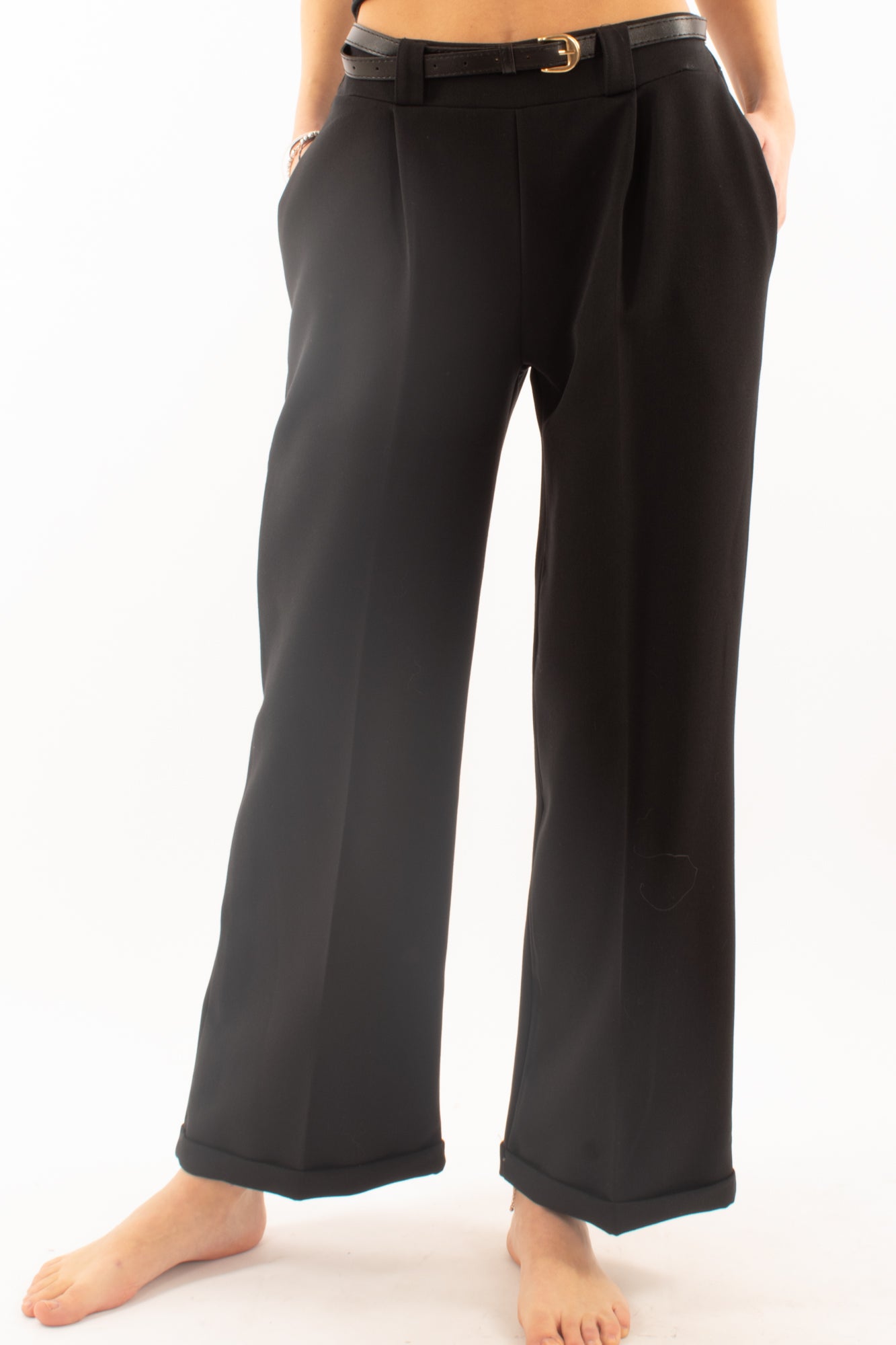 Pantalone a palazzo Susy mix - Nero