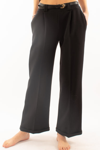 Pantalone a palazzo Susy mix - Nero