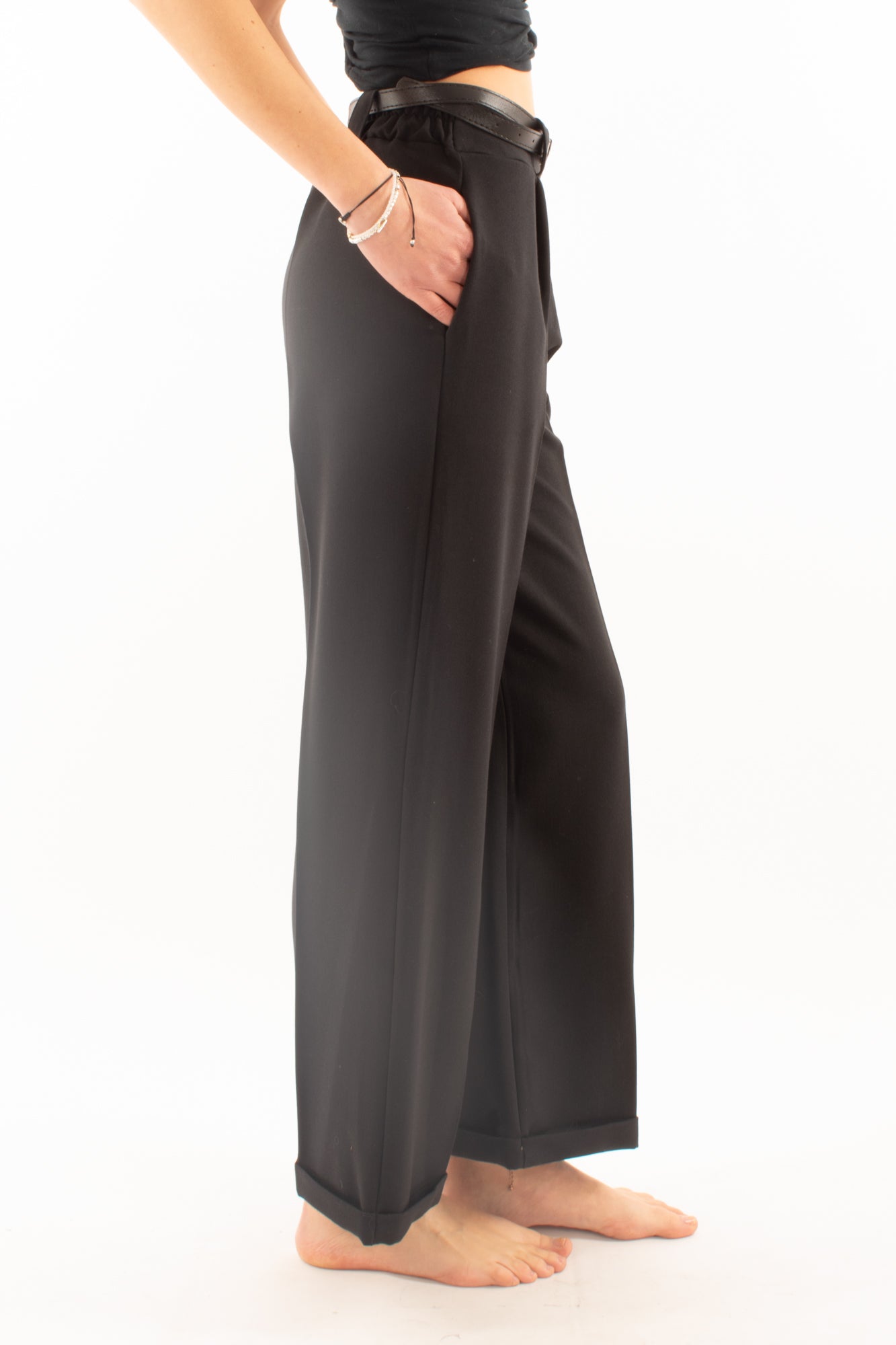 Pantalone a palazzo Susy mix - Nero