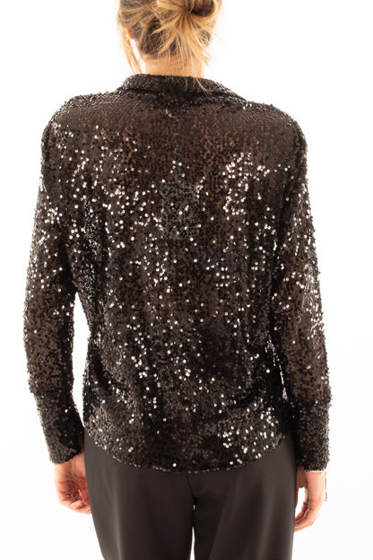 Camicia di paillettes Susy mix - Nero