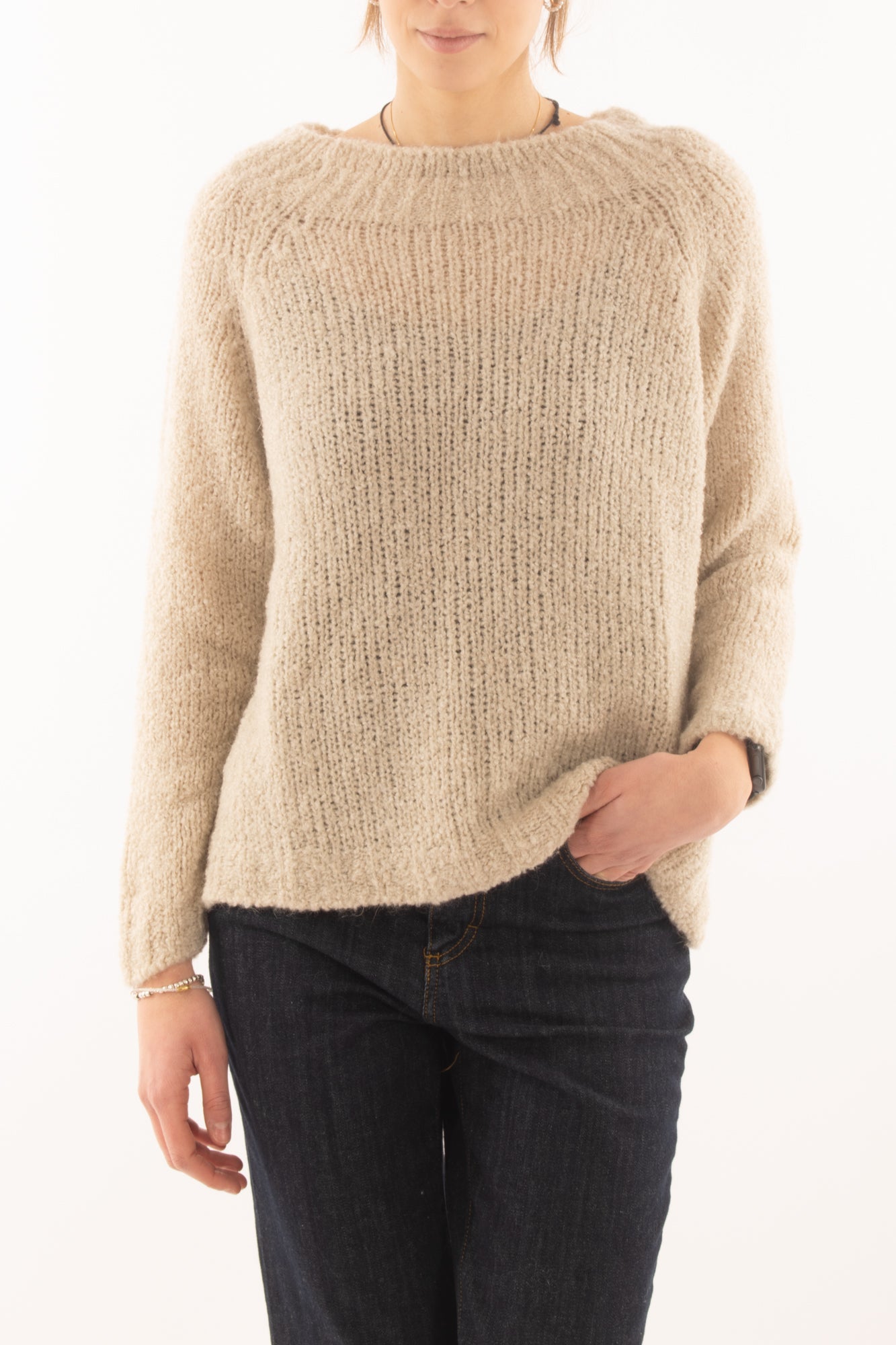 Maglione girocollo da donna - Burro