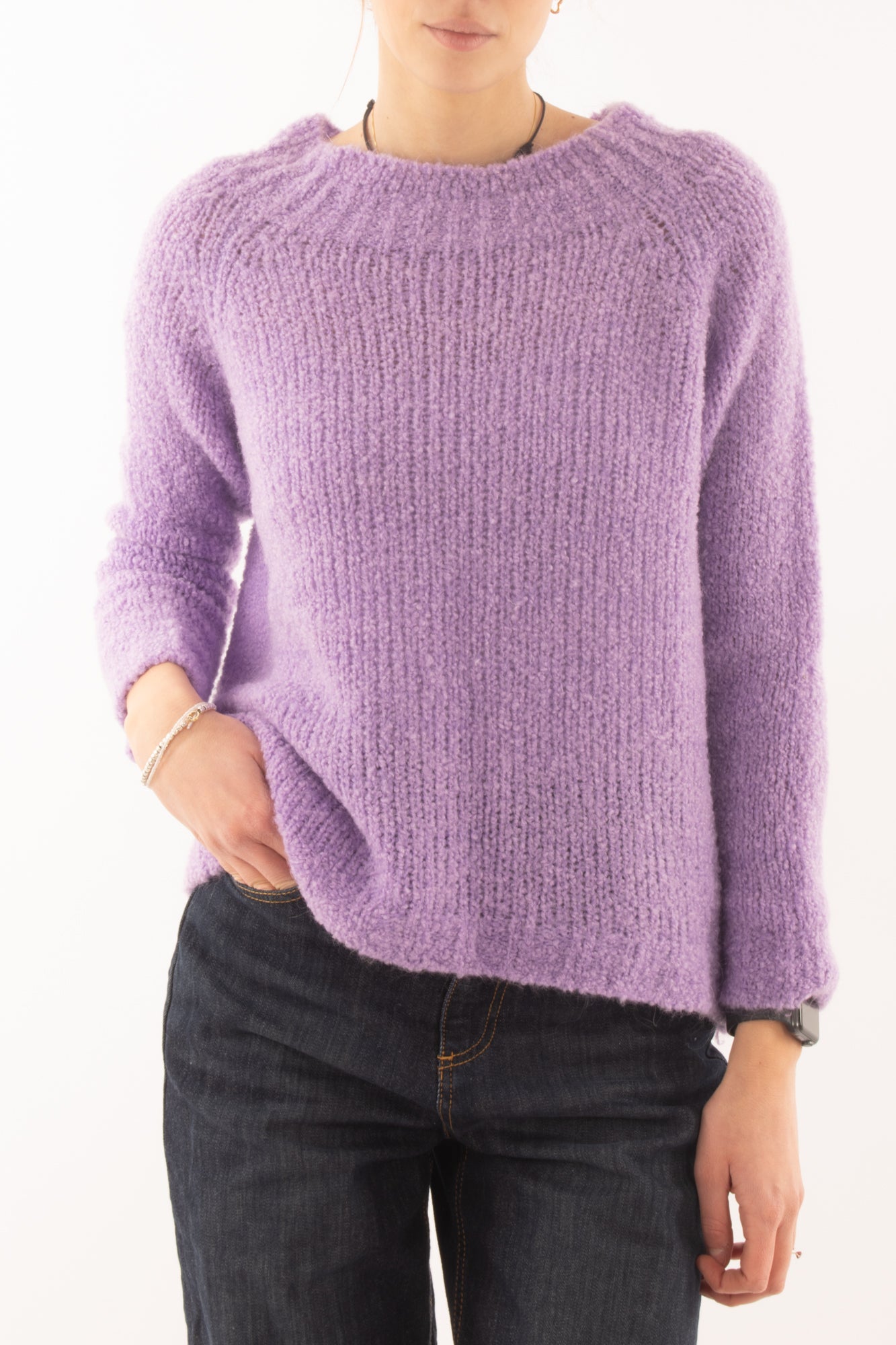 Maglione girocollo da donna - Lilla