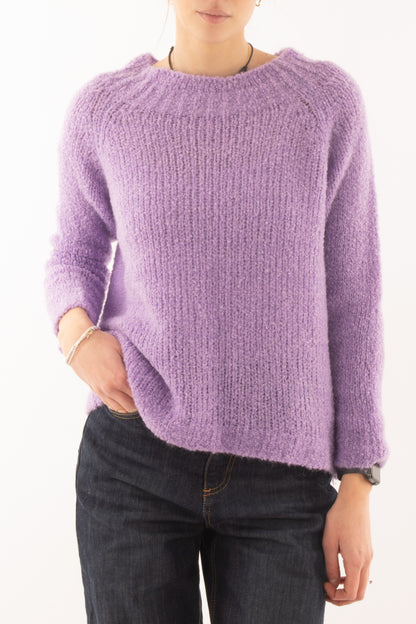 Maglione girocollo da donna - Lilla