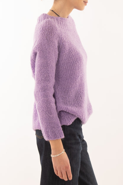 Maglione girocollo da donna - Lilla