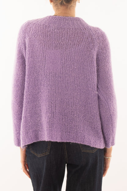 Maglione girocollo da donna - Lilla