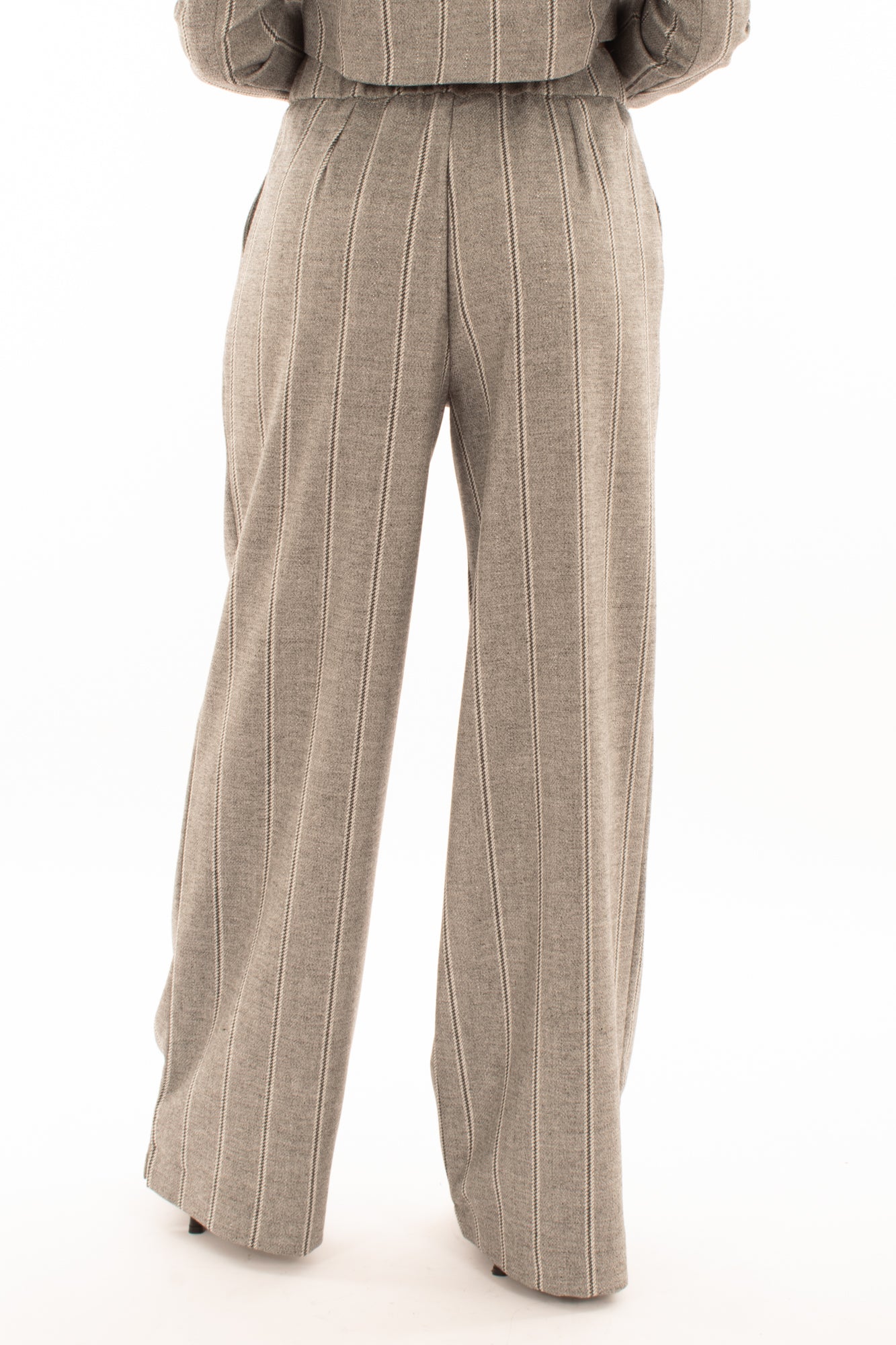 Pantalone palazzo gessato Susy mix - Grigio